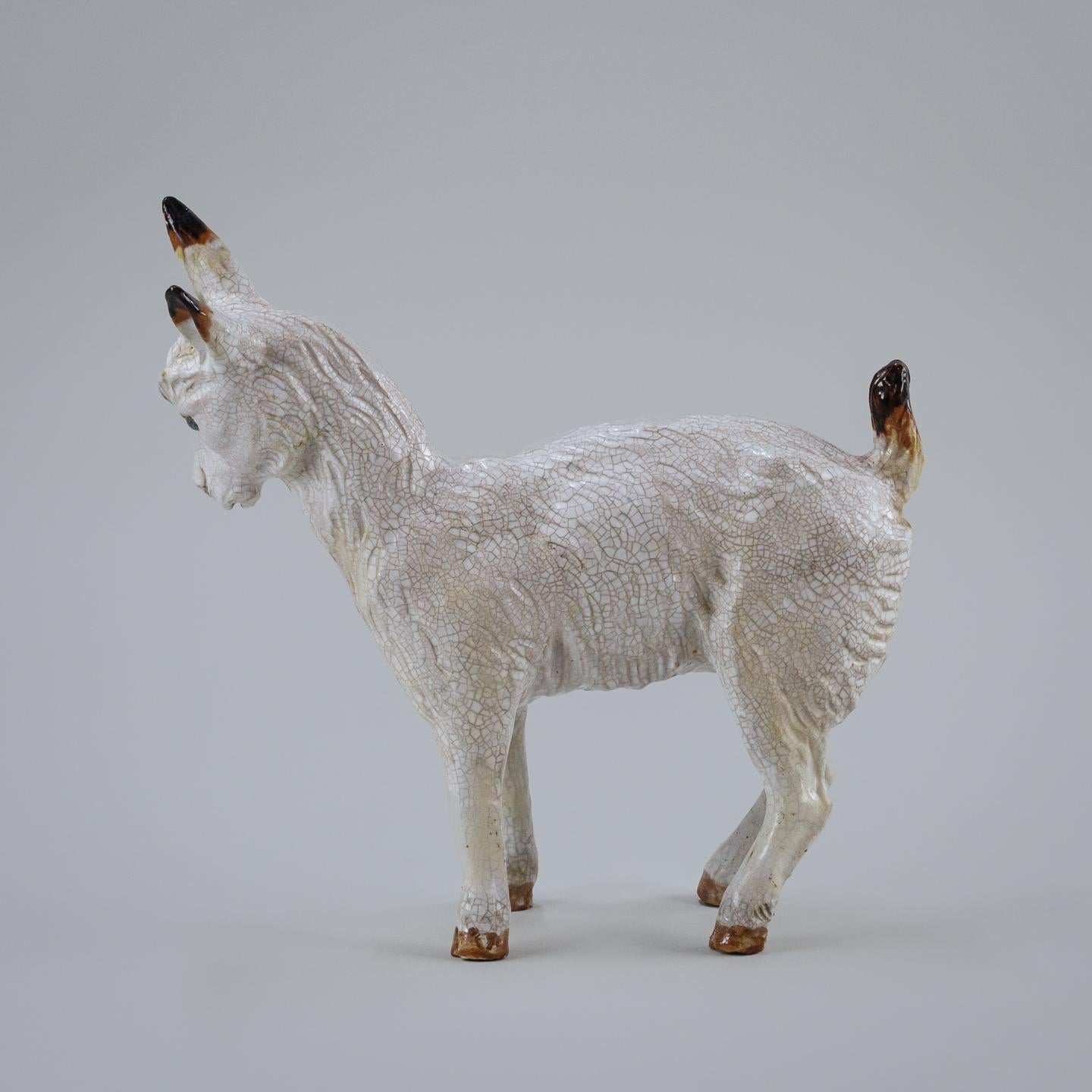 Early 20th Century Tin Glaze Pygmy Goat by Bavent 2