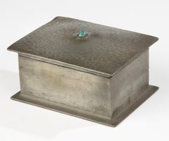 Early 20th Century Tobacco Box - Tudric for Liberty & Co - Pewter and Turquoise
