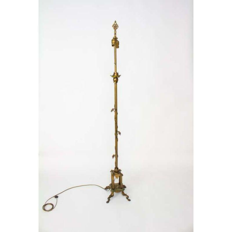 Brass Early 20th Century Tole Floor Lamp For Sale