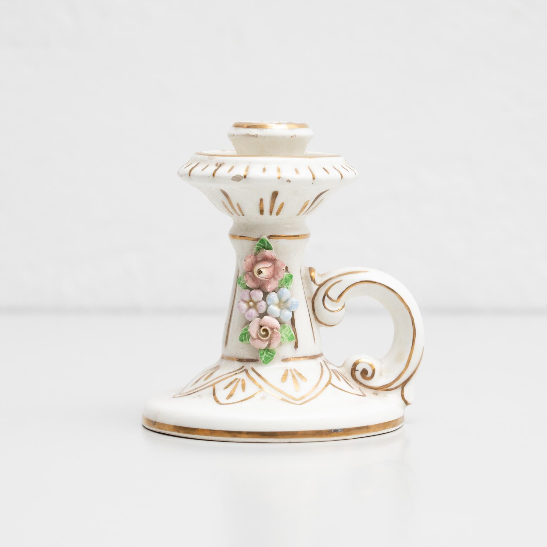Early 20th Century Traditional Ceramic Candle Holder For Sale 6