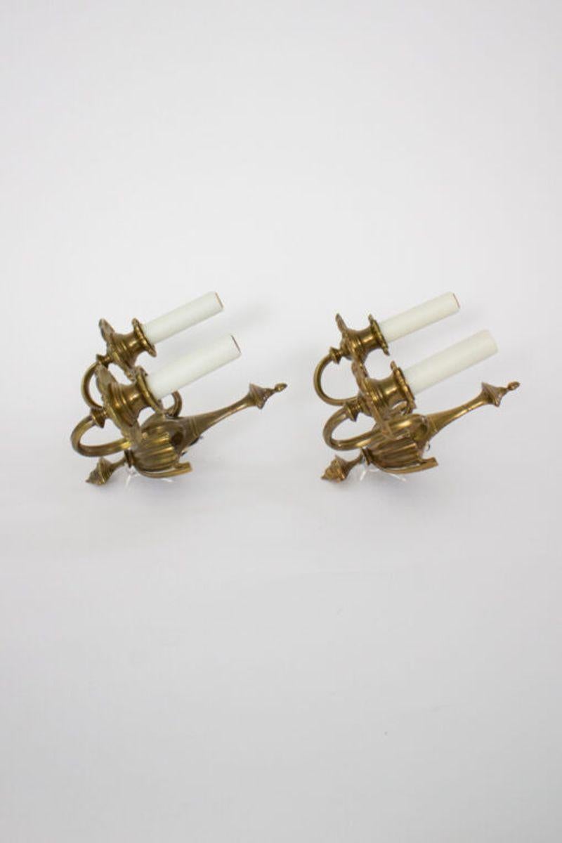 Early 20th Century Traditional E.F. Caldwell Brass Sconces, a Pair For Sale 2