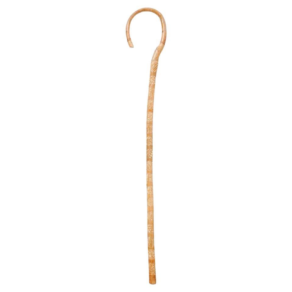 Bâton de marche traditionnel en Wood sculpté à la main du début du 20e siècle