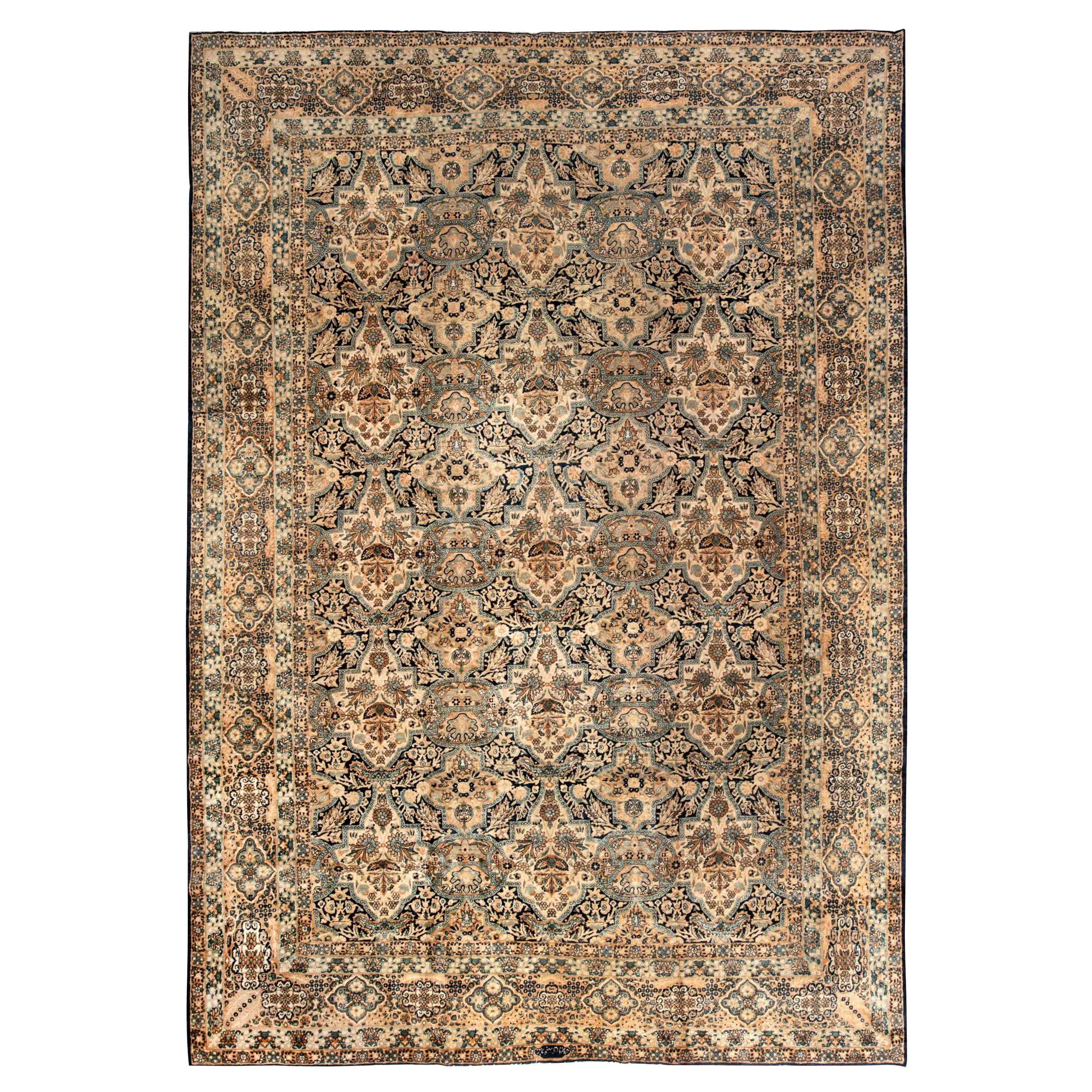 Early 20th Century Traditional Persian Kirman Rug For Sale