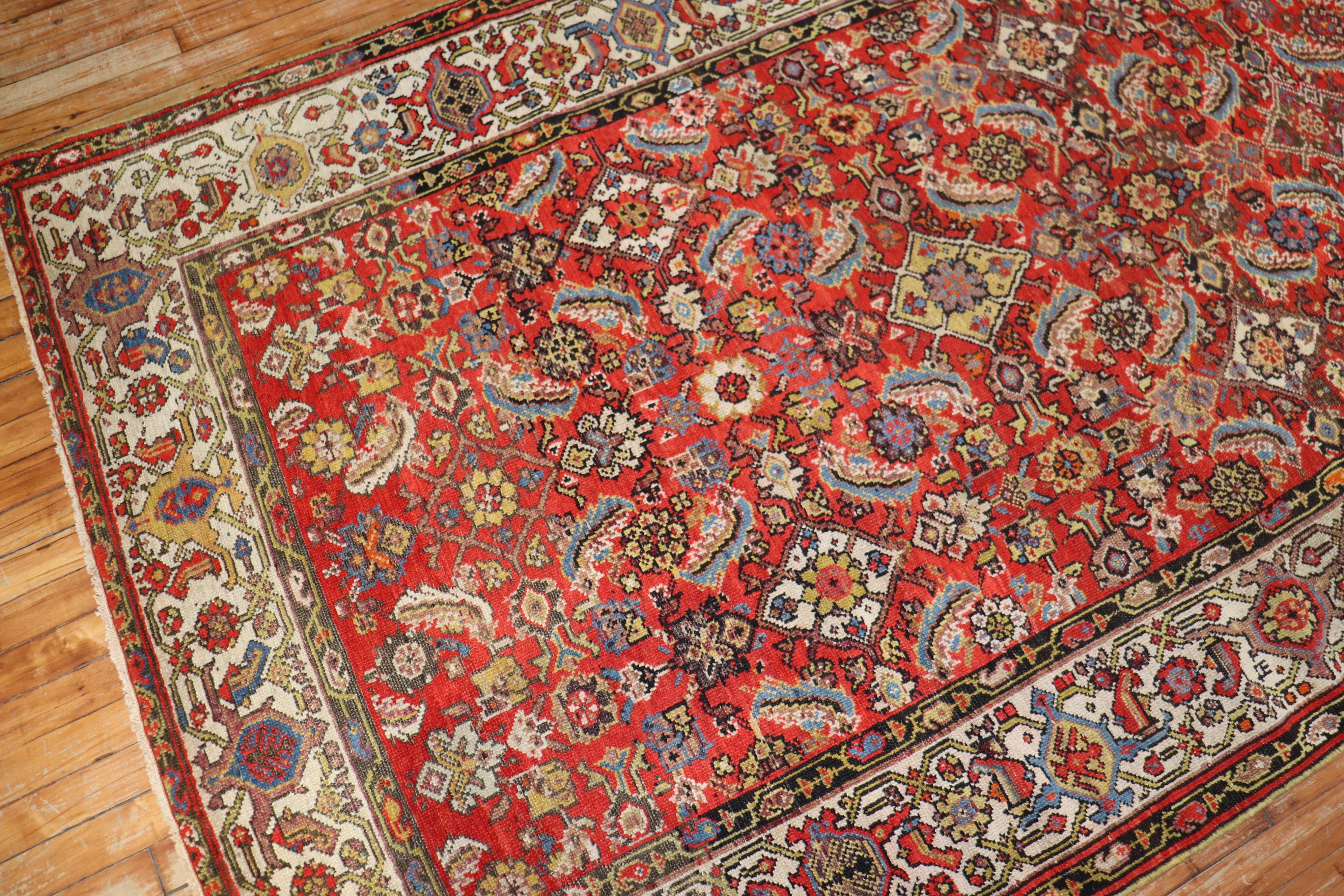 Sultanabad Early 20th Century Traditional Persian Malayer Rug with Red Herati Design Field For Sale