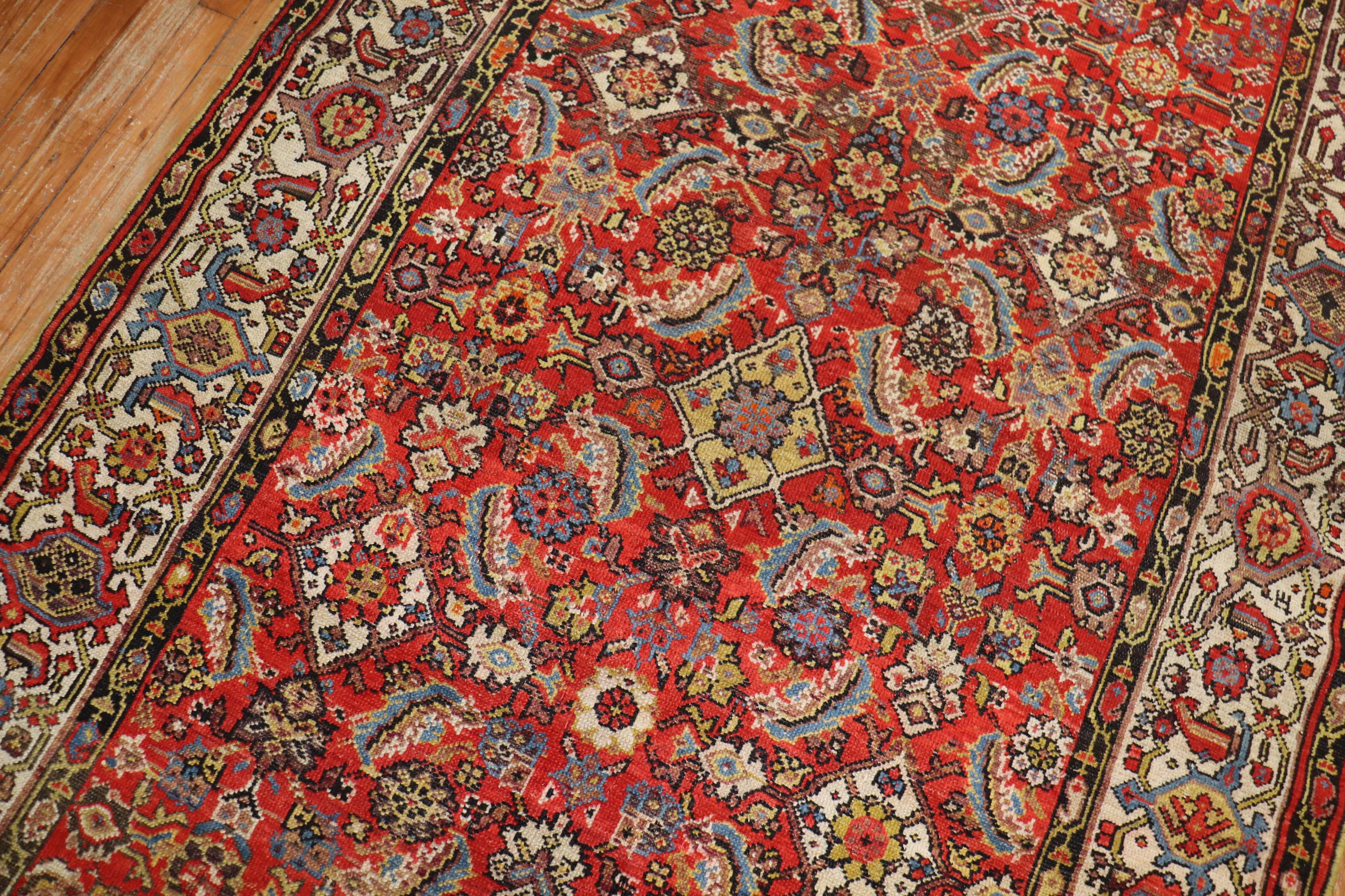 20ième siècle Tapis persan traditionnel Malayer du début du 20e siècle avec champ de motifs Herati rouge en vente