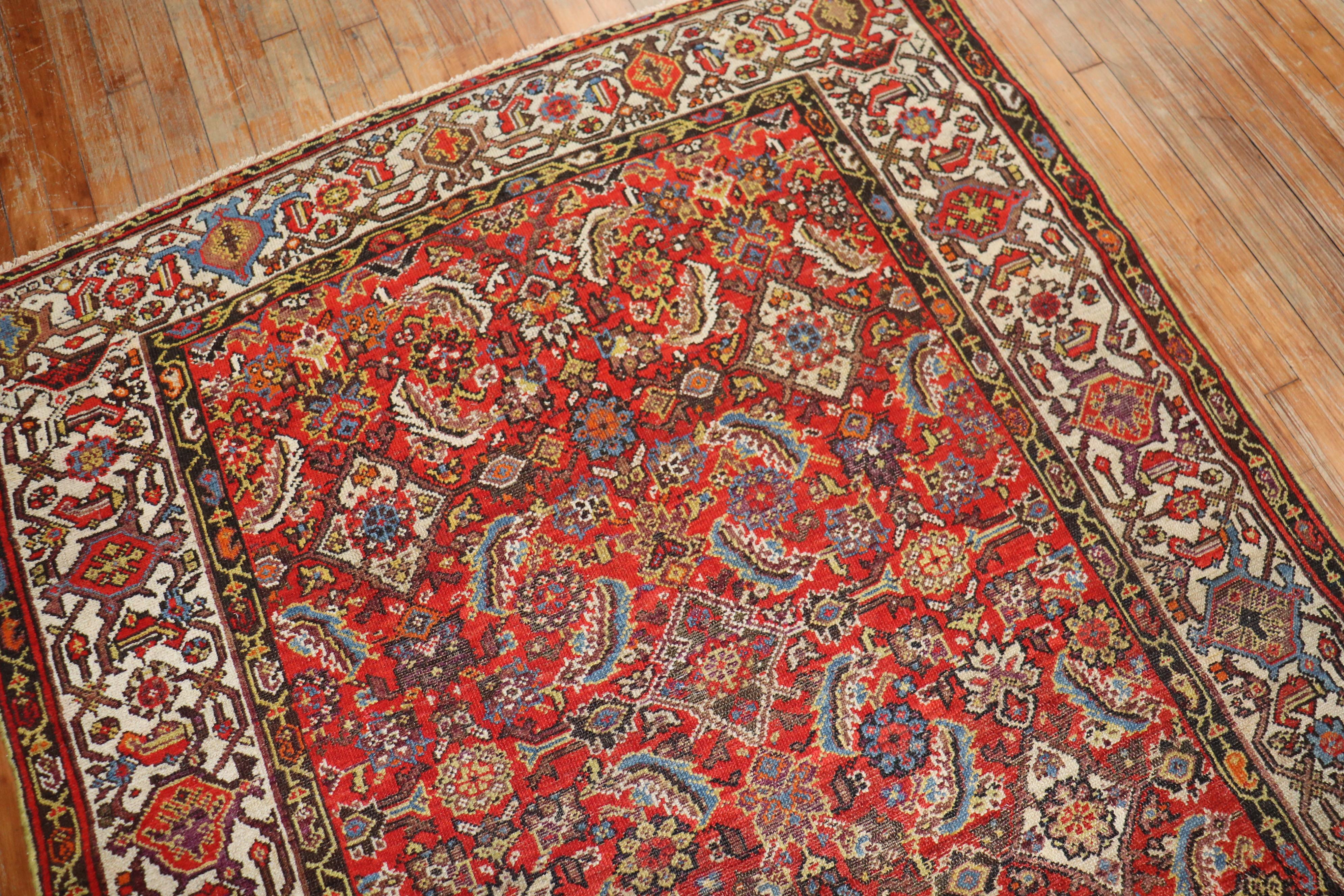 Early 20th Century Traditional Persian Malayer Rug with Red Herati Design Field For Sale 2