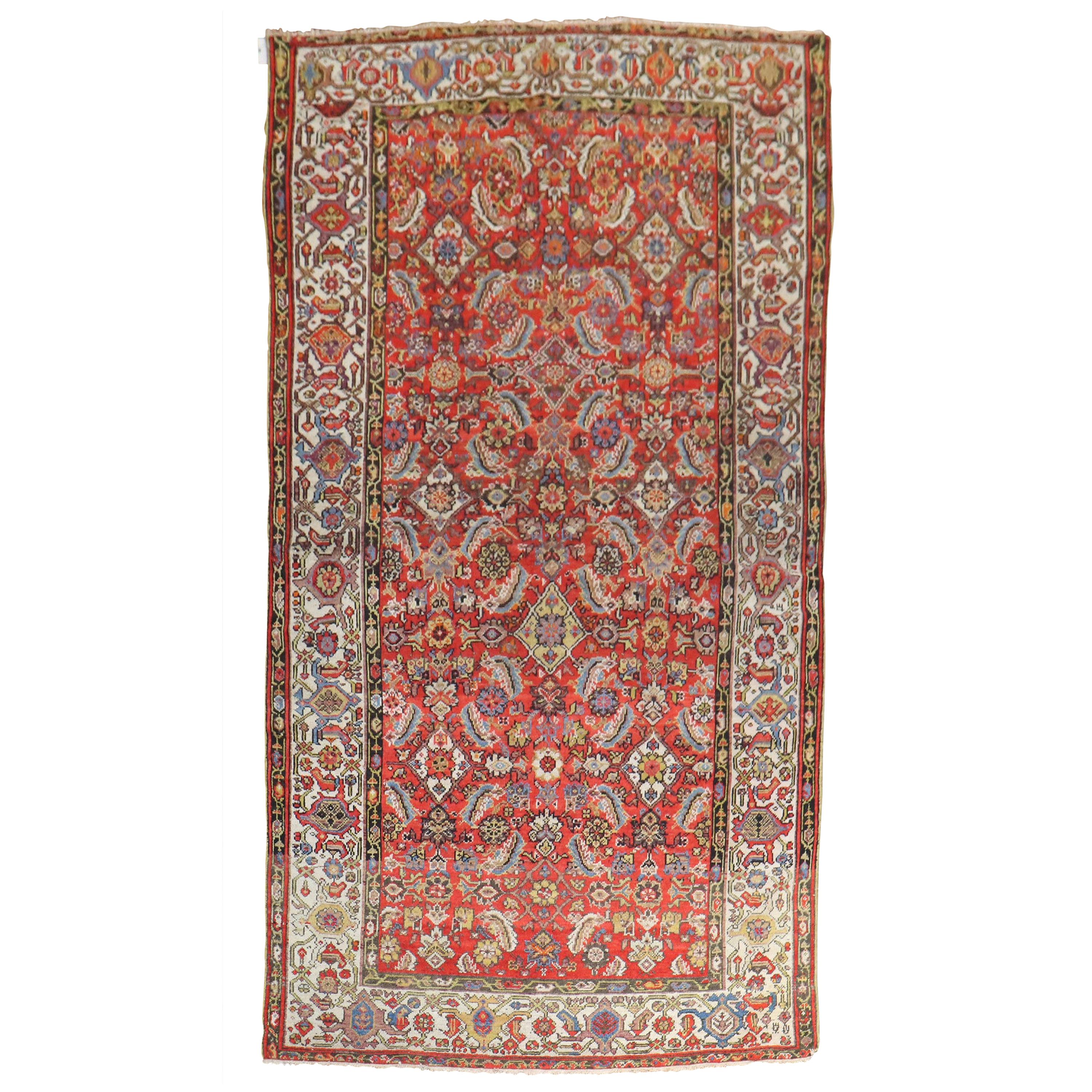 Early 20th Century Traditional Persian Malayer Rug with Red Herati Design Field For Sale