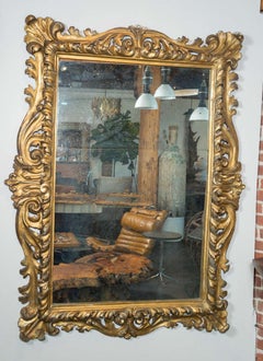 Early 20th Century Traditional Vintage Gold Leaf Ornate Decorative Mirror