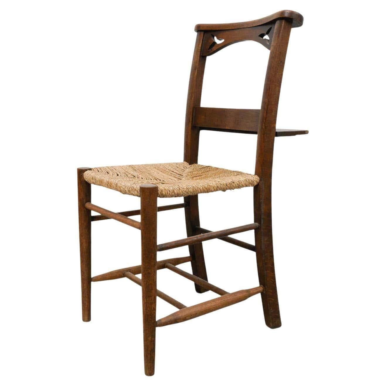 Early 20th Century Traditional Wood and Rattan Church Chair For Sale