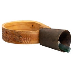 Early 20th Century Traditional Wooden Pastoral Primitive Carved Cowbell