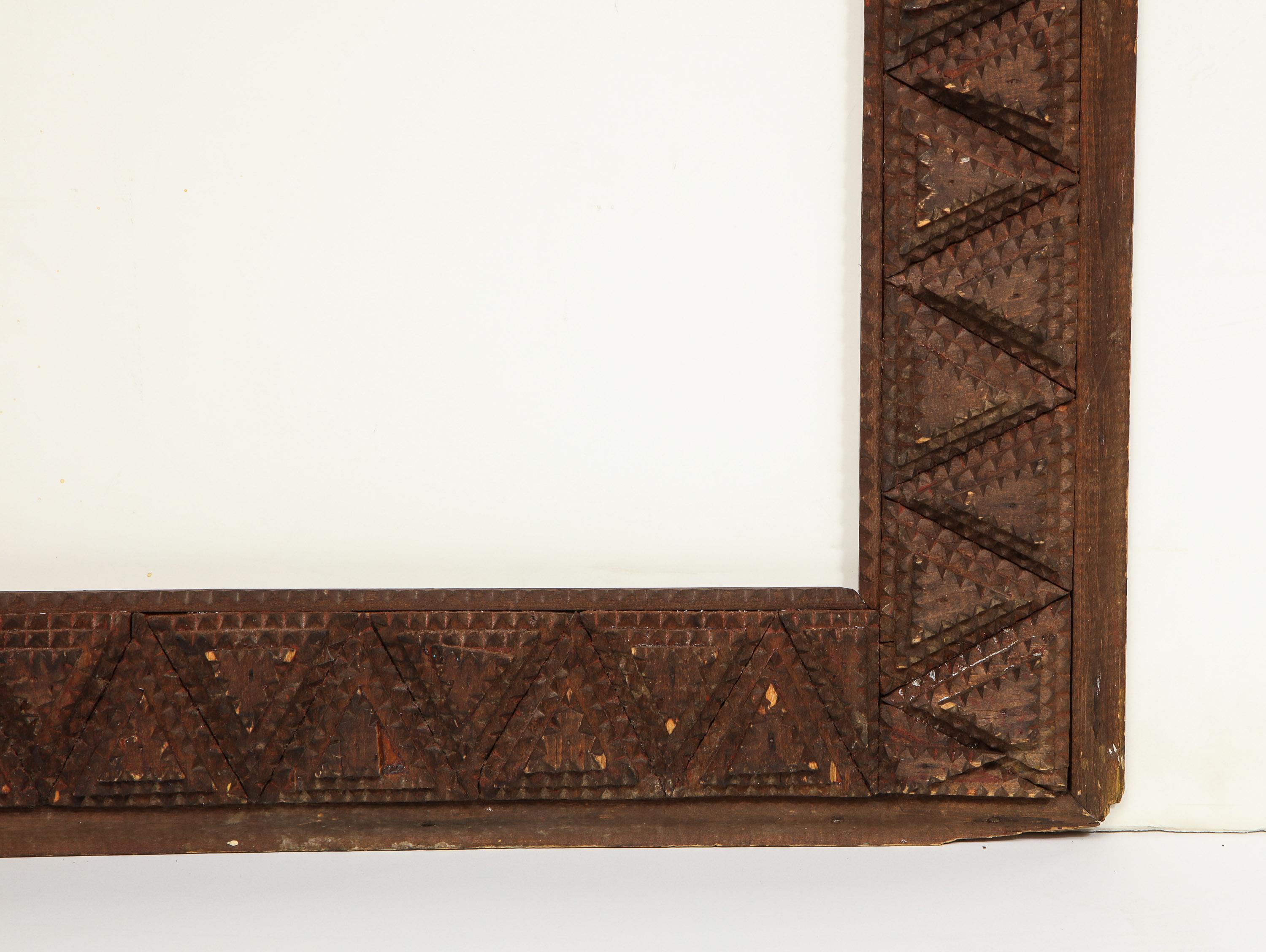 Early 20th Century Tramp Art Frame In Distressed Condition In New York, NY