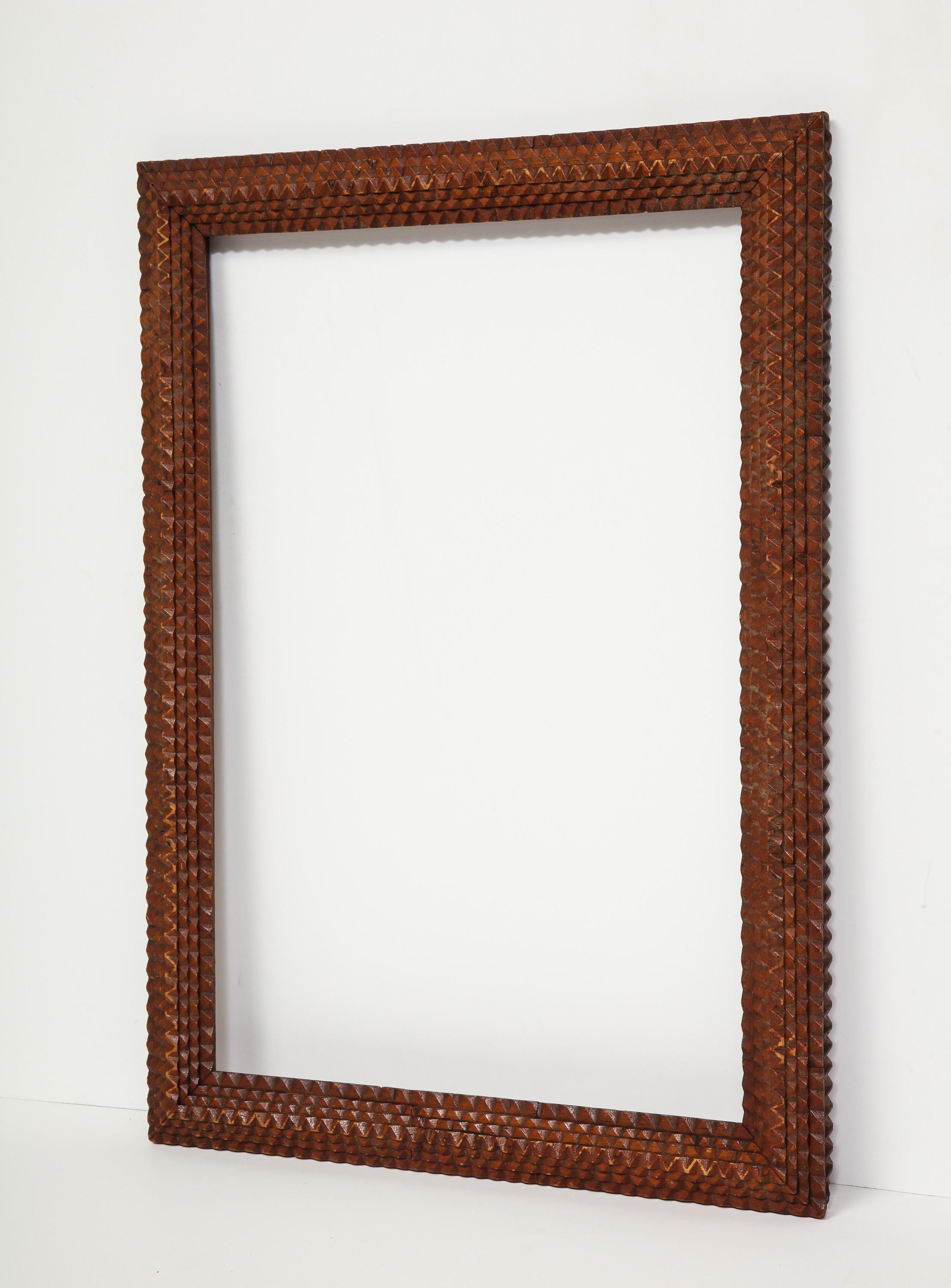 Wood Early 20th Century Tramp Art Frame For Sale