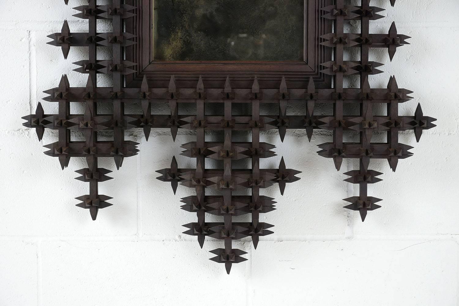 American Early 20th Century Tramp Art-Style Wall Mirror