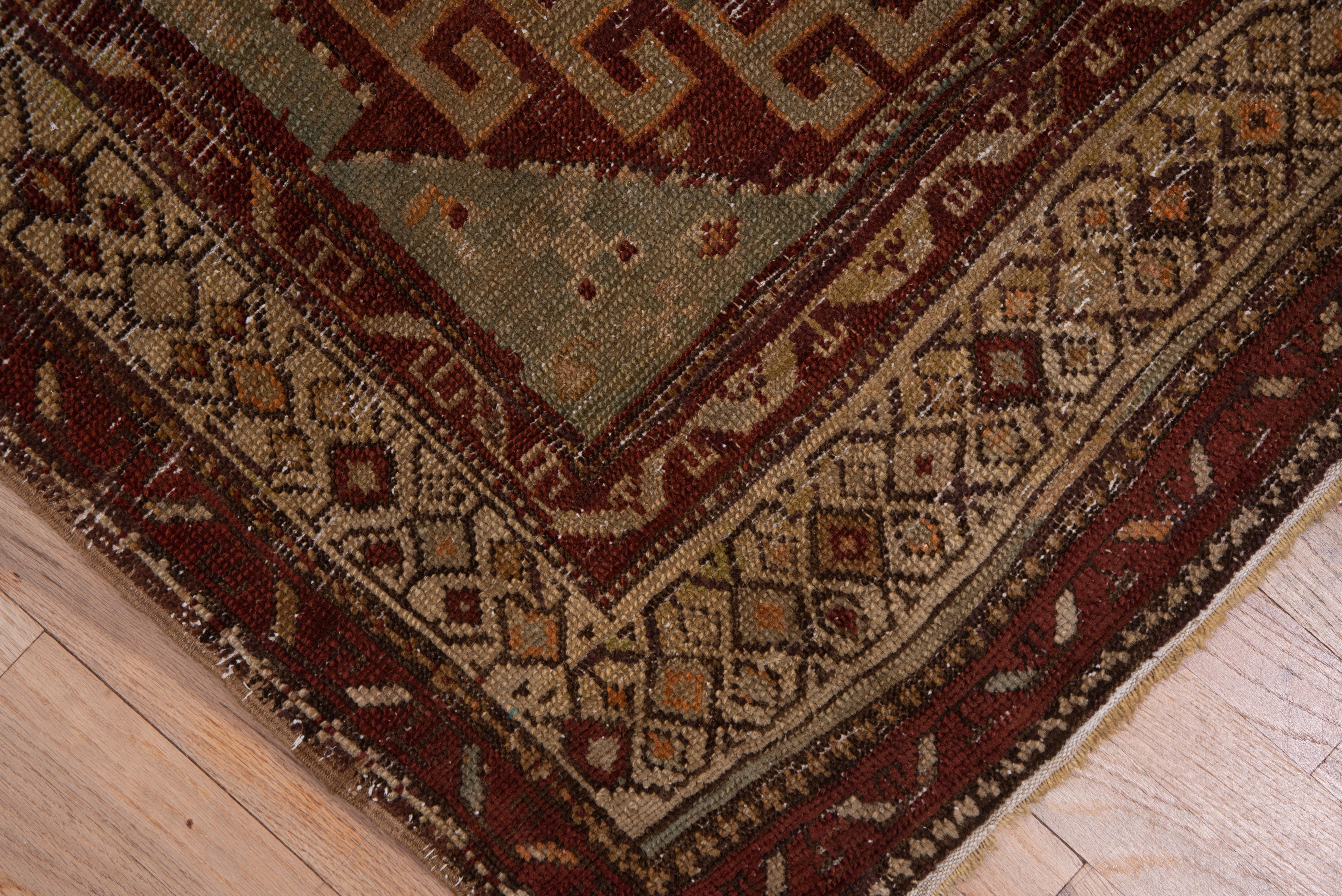 Hand-Knotted Early 20th Century Transcaucasian Runner, Olive Field For Sale