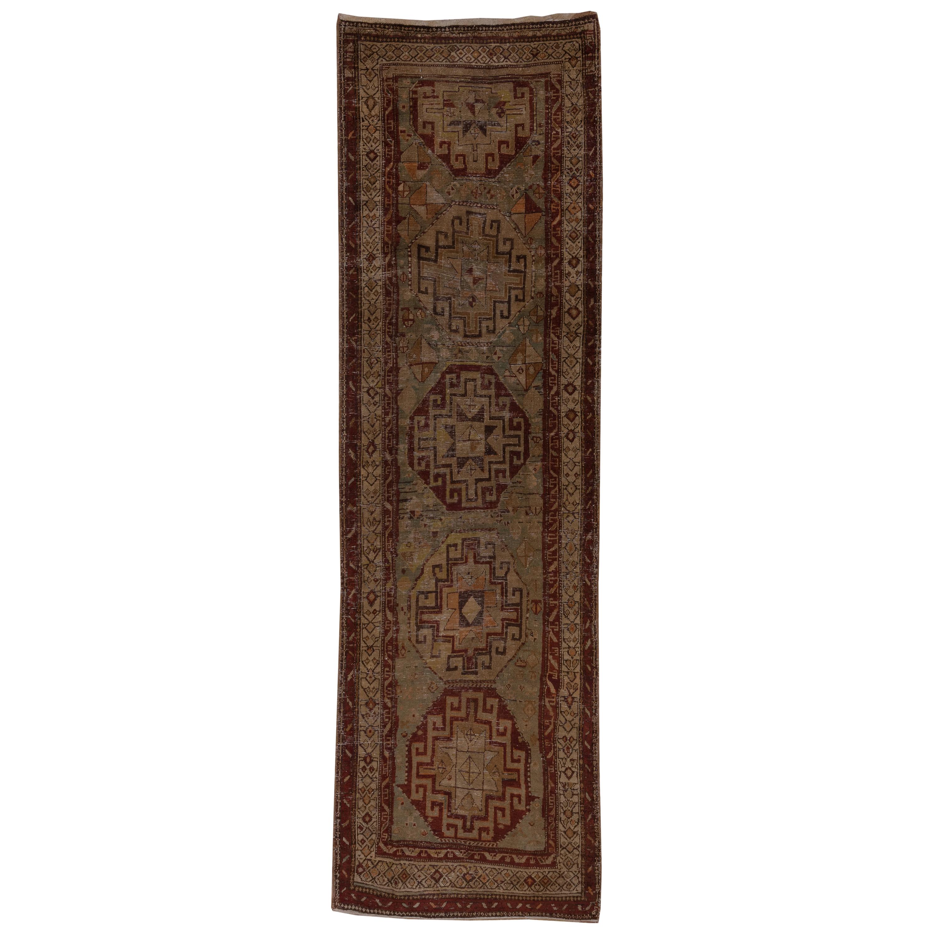 Early 20th Century Transcaucasian Runner, Olive Field For Sale