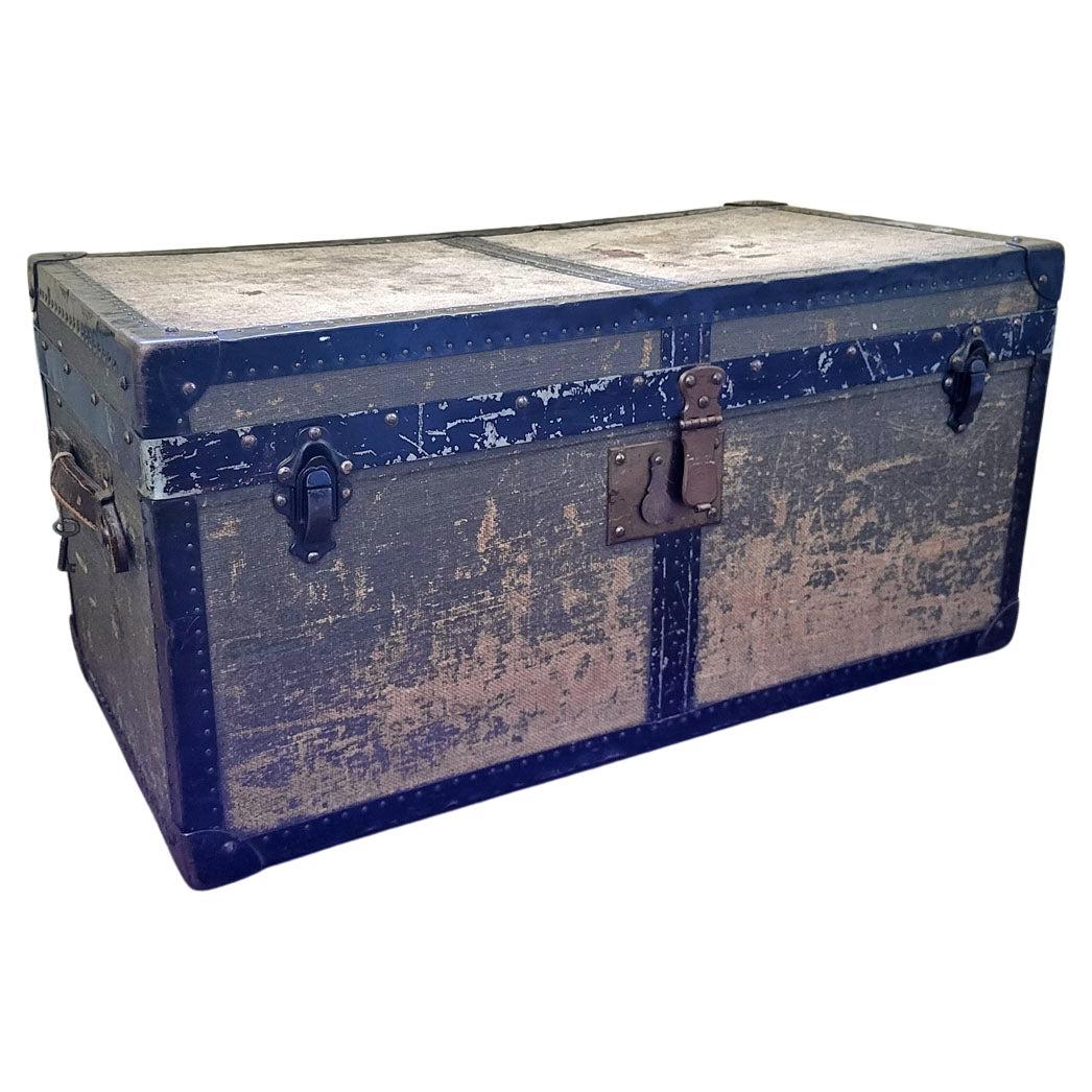 Début 20ème siècle Valise de voyage Coffre Boîte en toile Malle Art Déco