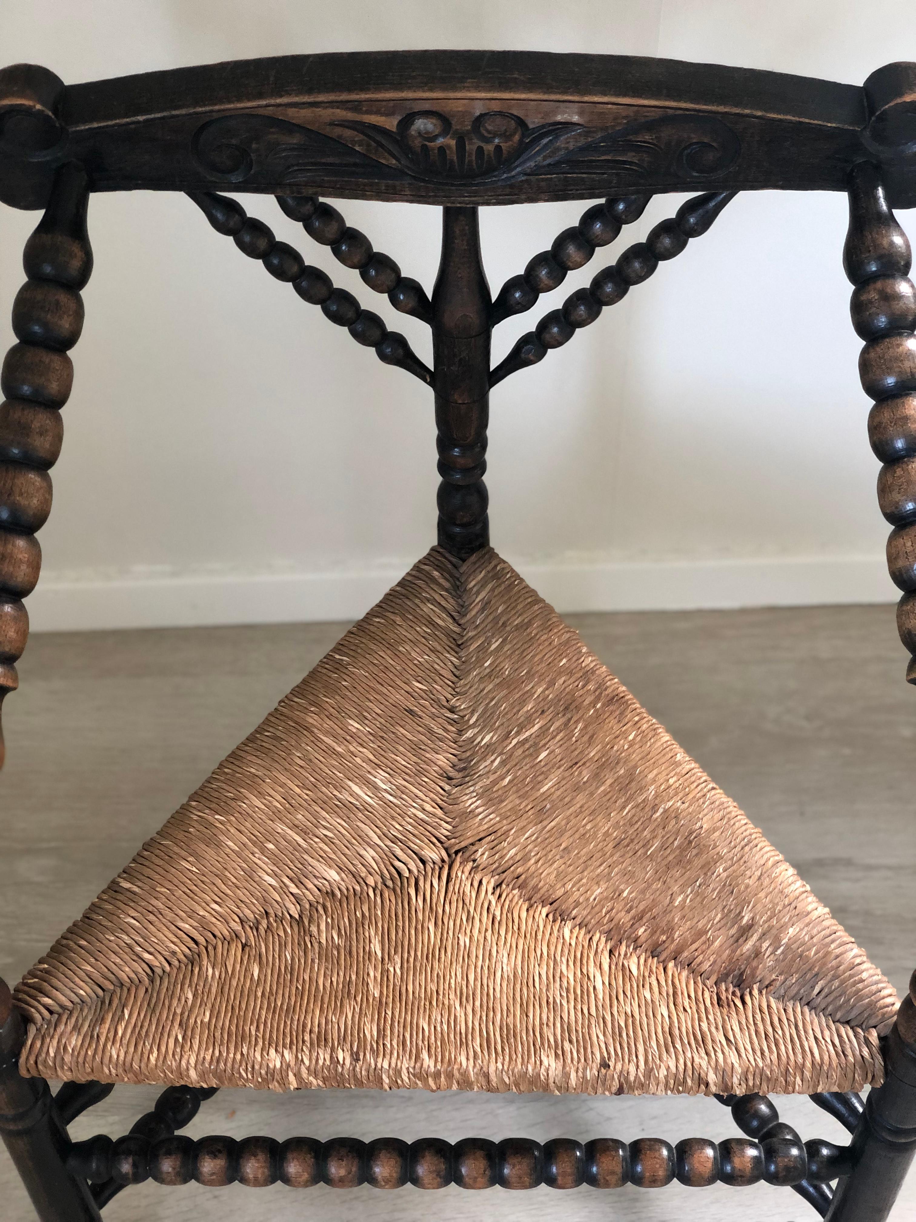 Early 20th Century Triangular Bobbin Corner Chair United Kingdom 1