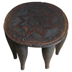 Antique Early 20th Century Tribal Carved Nupe Stool Nigeria Tribal Table