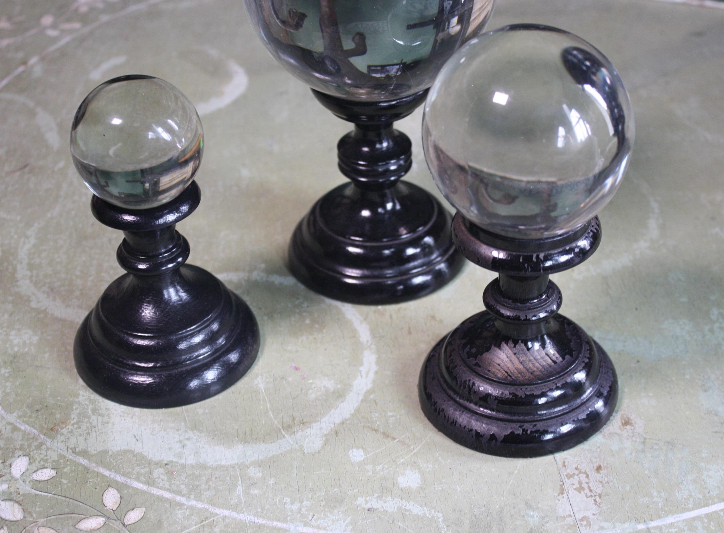 Blown Glass Early 20th Century Trio of Graduated Glass Optical Scientific Spheres