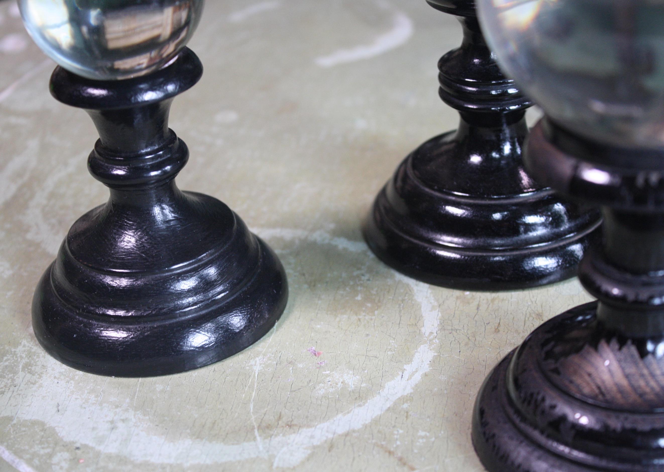 Early 20th Century Trio of Graduated Glass Optical Scientific Spheres 1