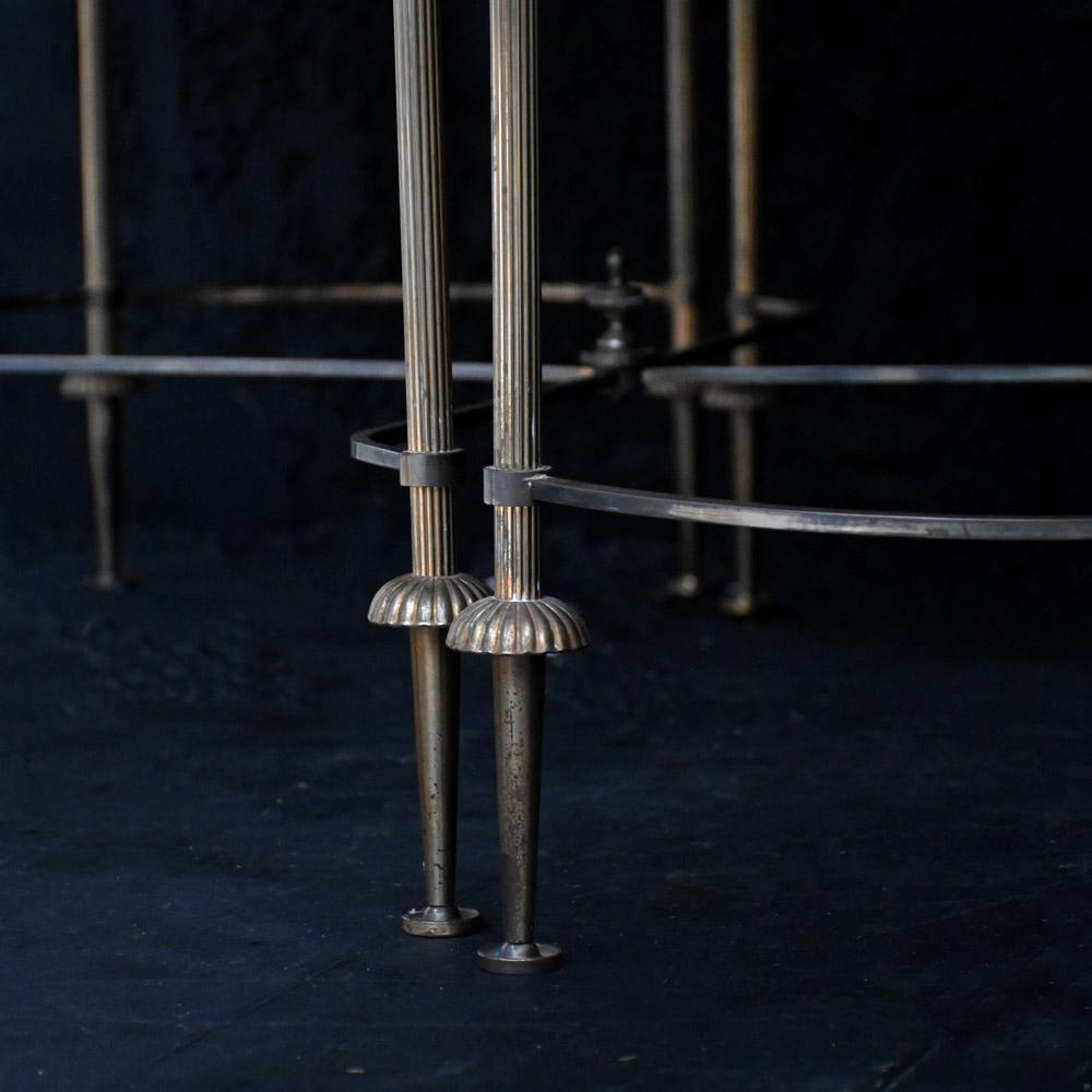 Brass Early 20th Century tripartite 3 part)verre églomisé, Maison Baguès coffee tabl For Sale