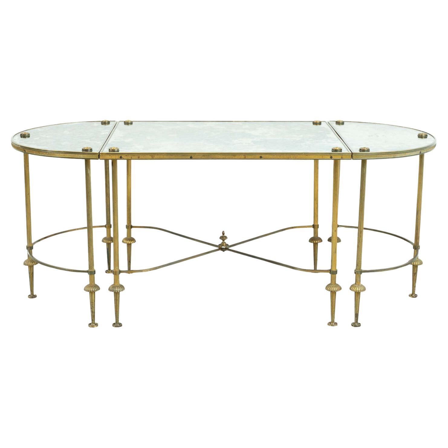 Early 20th Century tripartite 3 part)verre églomisé, Maison Baguès coffee tabl For Sale