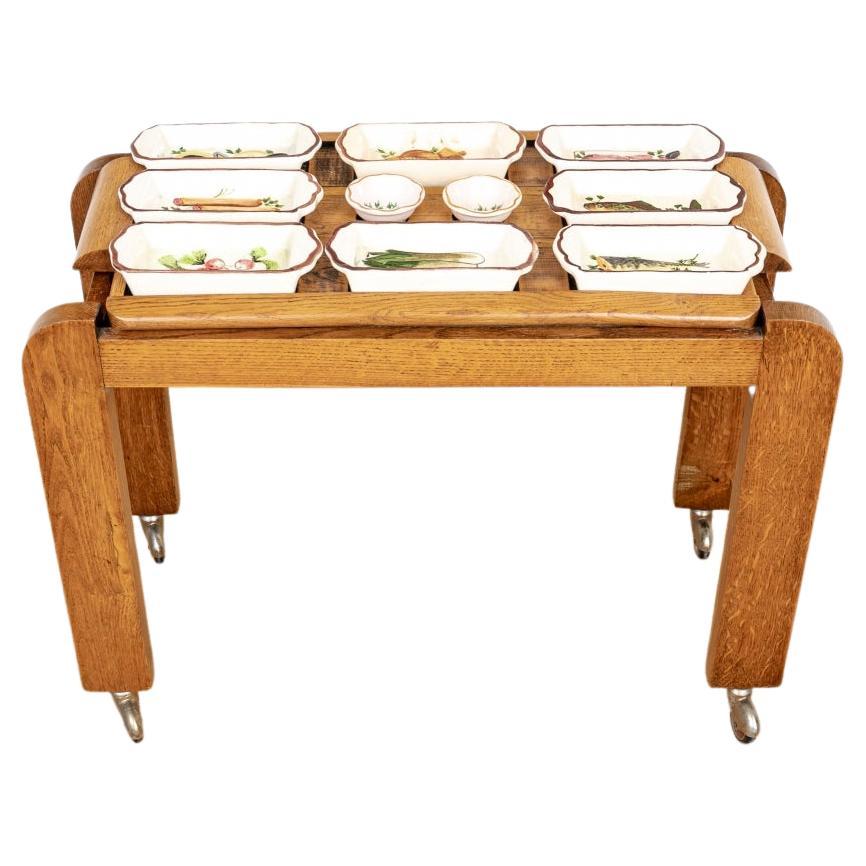 Early 20th Century Trolley of French Hor’s d’Oeuvres Dishes On Tray