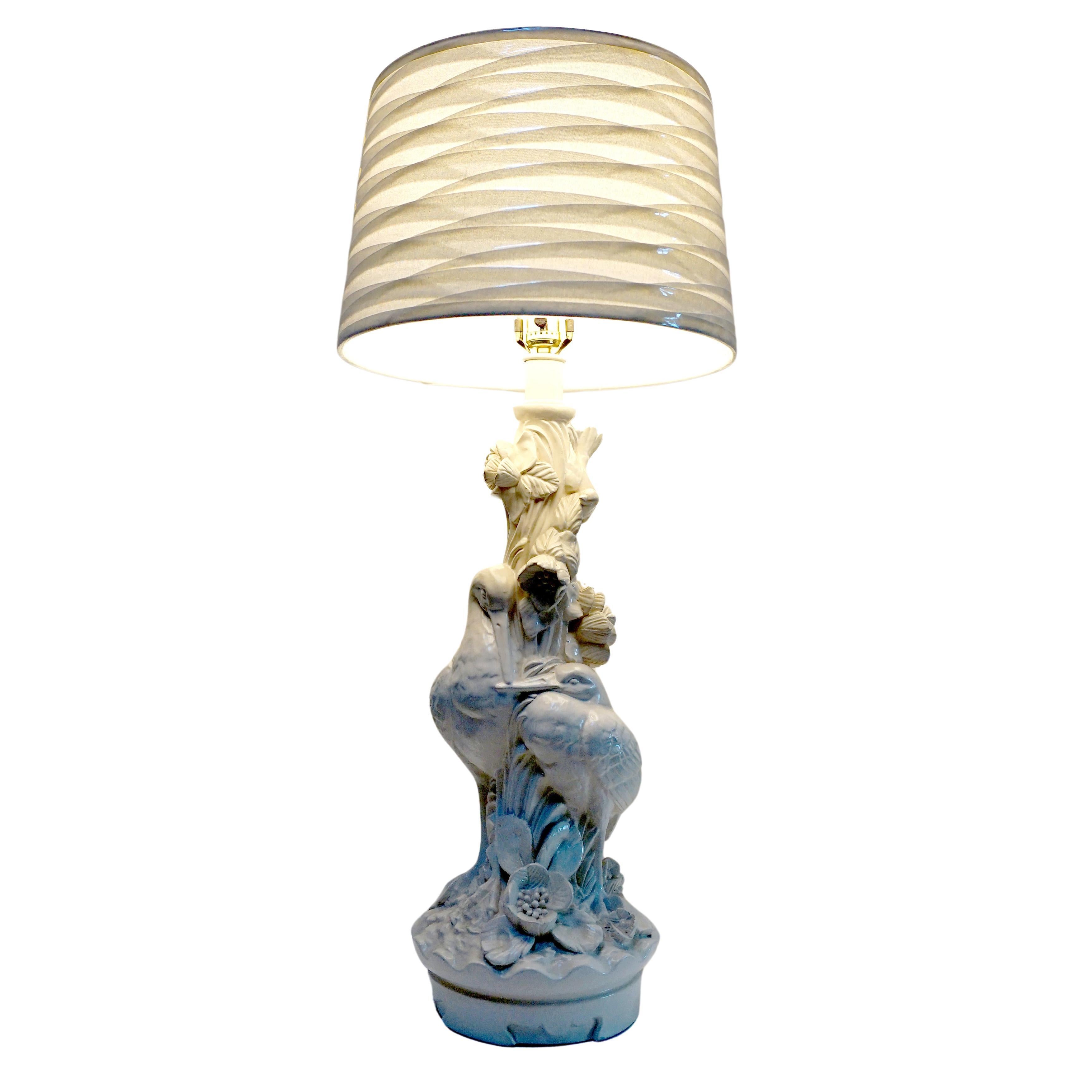 Lampe en bois sculpté Trompe L'Oeil du début du 20e siècle 