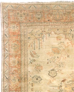 Early 20th Century Turkish Beige Geometric Oushak Rug