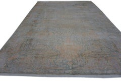 1920s Peach Medallion Turkish Cotton Kayseri Carpet 9' x 12'6" Knotted Wool Rug