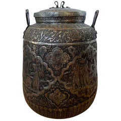 Early 20th Century Turkish Hand-Hammered Copper Covered Pot