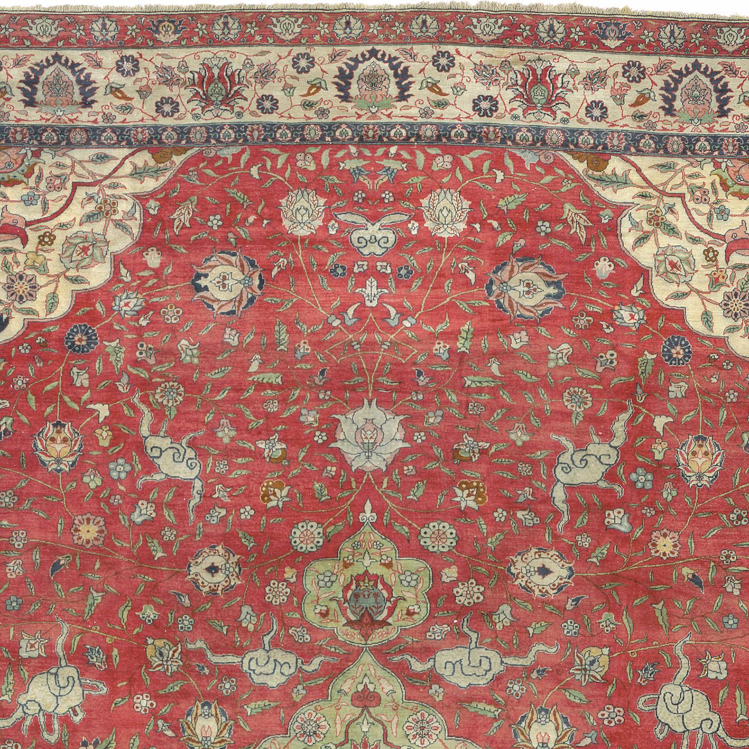 Early 20th Century Turkish Hereke Rug In Good Condition For Sale In New York, NY