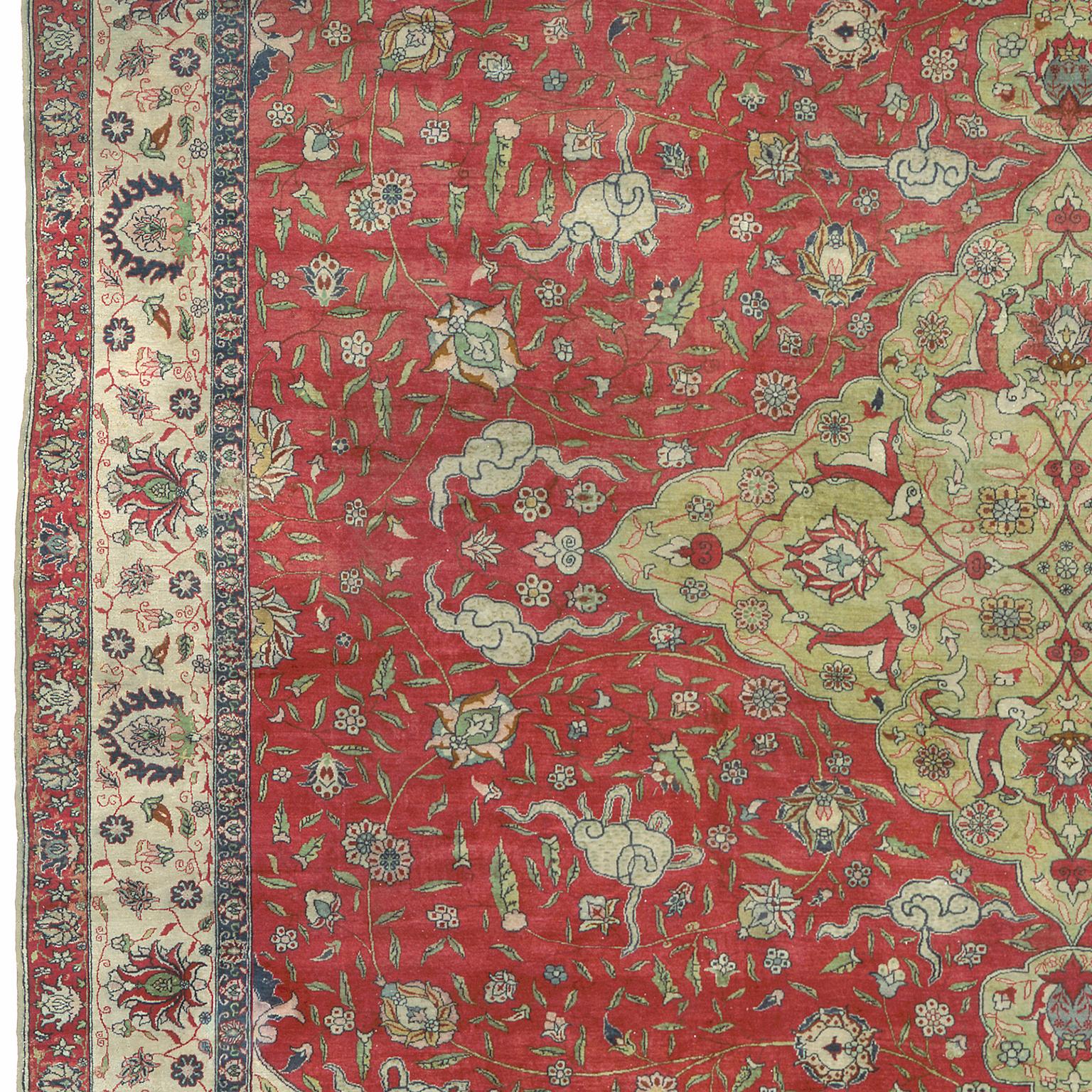 Wool Early 20th Century Turkish Hereke Rug For Sale