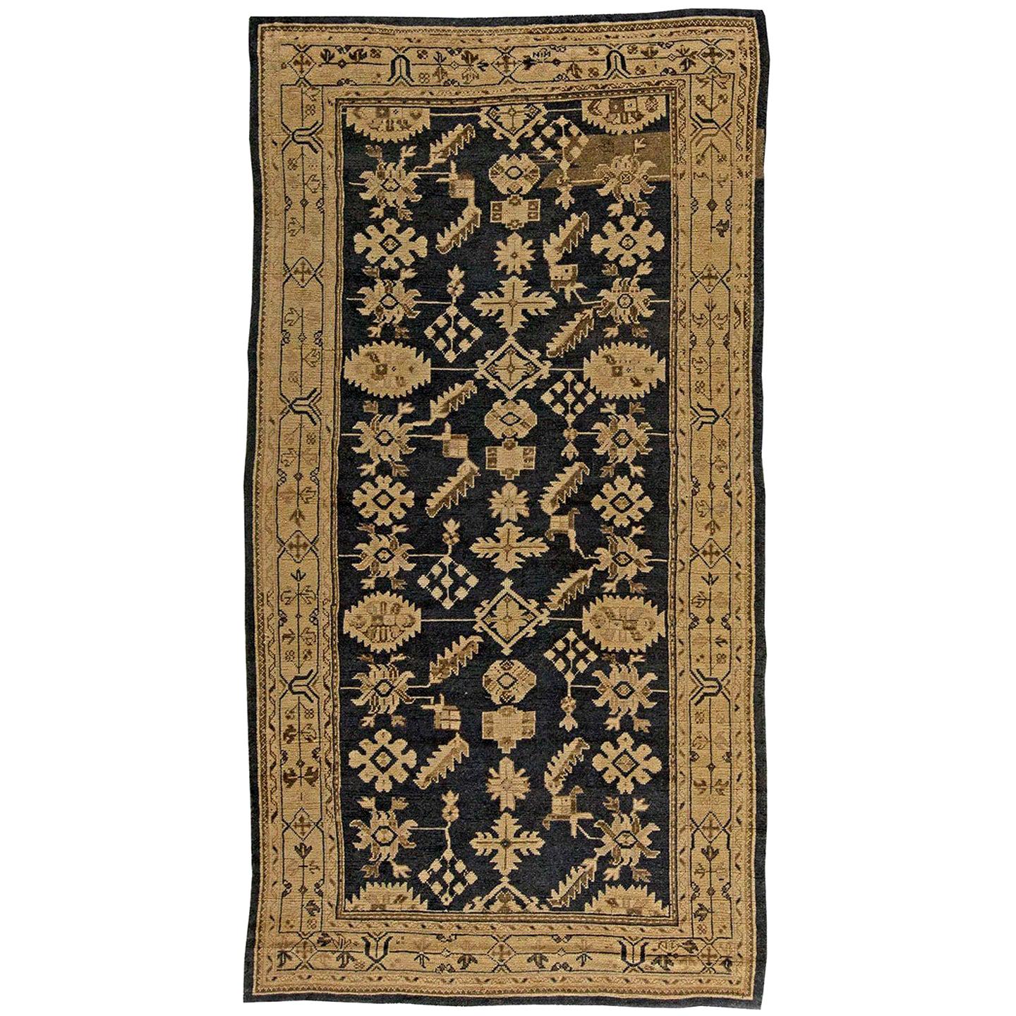 Early 20th Century Turkish Oushak Botanic Wool Rug For Sale