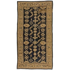 Antique Early 20th Century Turkish Oushak Botanic Wool Rug