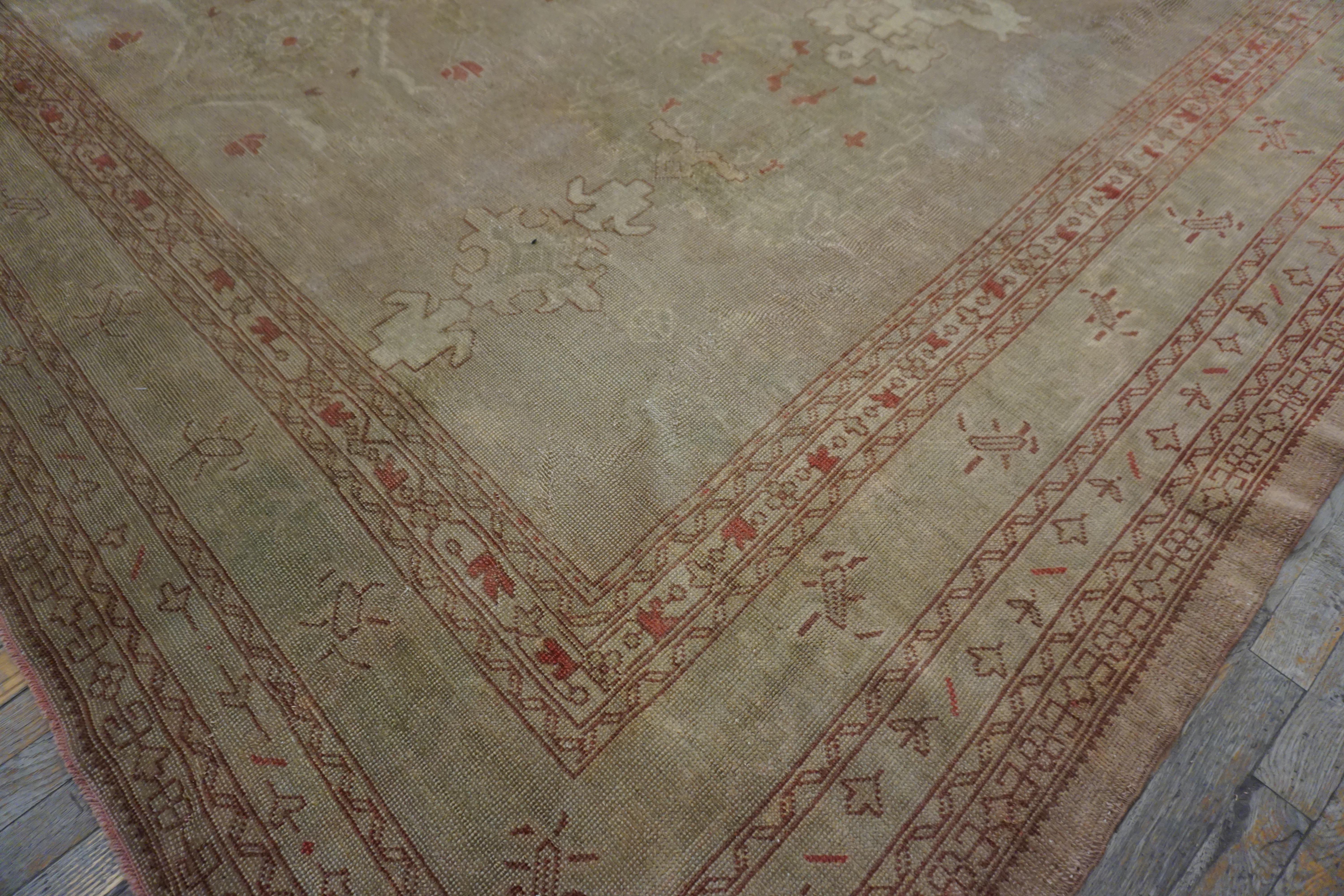 Hand-Knotted Early 20th Century Turkish Oushak Carpet ( 10'10