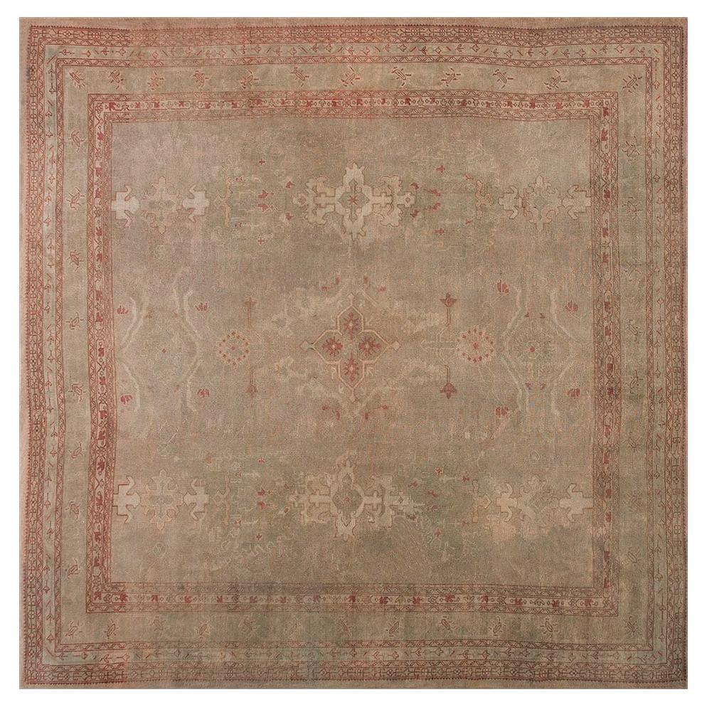 Early 20th Century Turkish Oushak Carpet ( 10'10" x 11' 330 x 335 ) For Sale