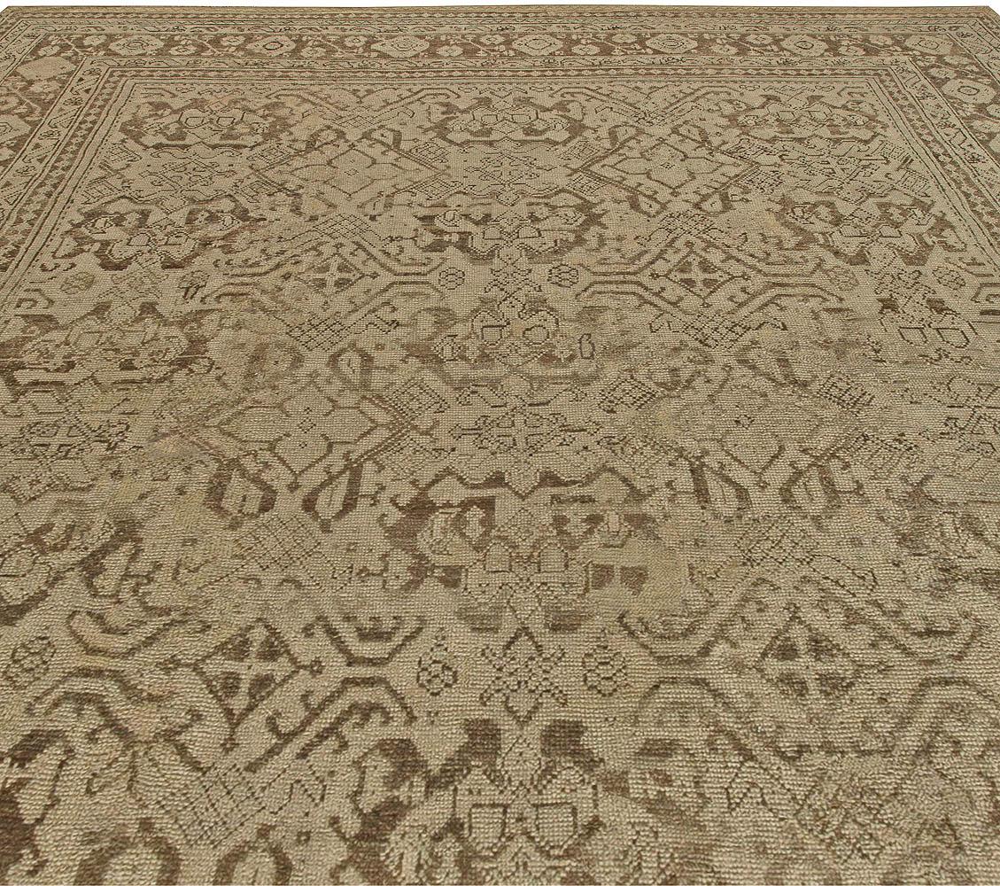 Early 20th century Turkish Oushak cool brown handmade wool rug
Size: 13'9