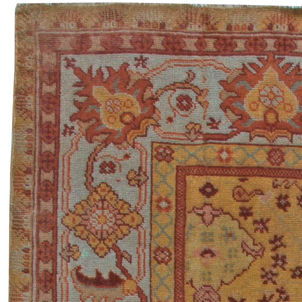 Early 20th Century Turkish Oushak Handmade Wool Rug For Sale 1