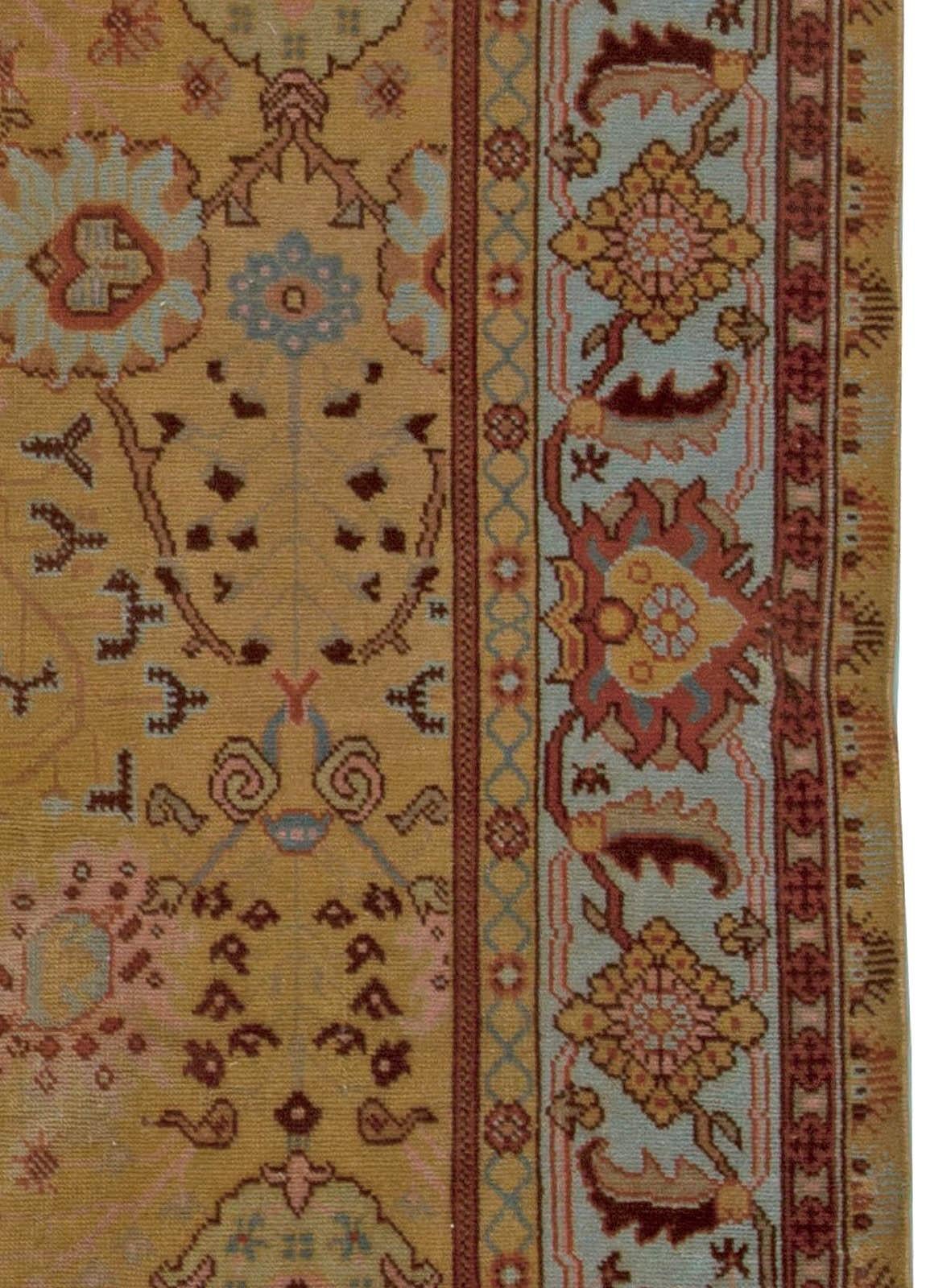 Wool Doris Leslie Blau Antique Turkish Oushak Rug For Sale