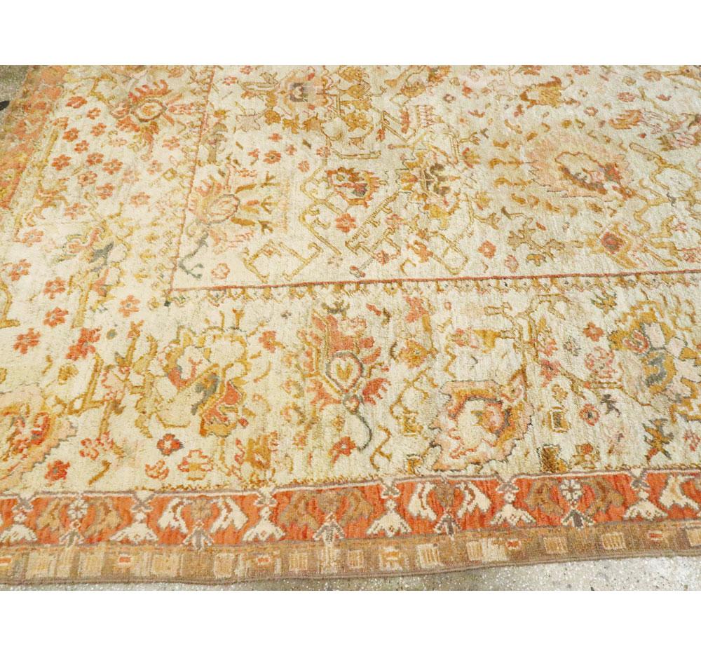 Early 20th Century Turkish Oushak Large and Square Room Size Carpet For Sale 4