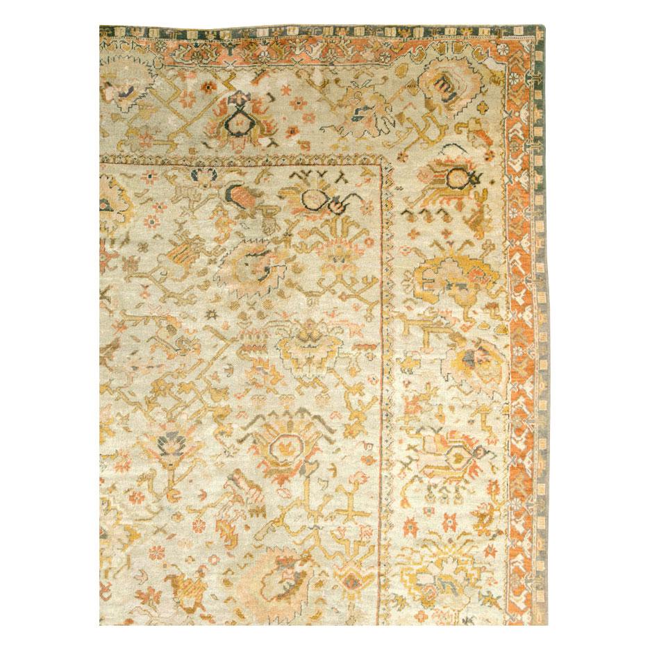 Victorian Early 20th Century Turkish Oushak Large and Square Room Size Carpet For Sale