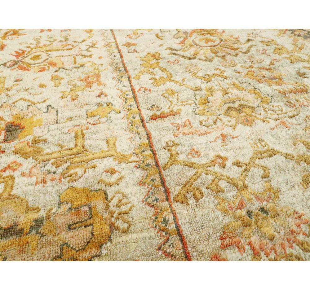 Early 20th Century Turkish Oushak Large and Square Room Size Carpet For Sale 2