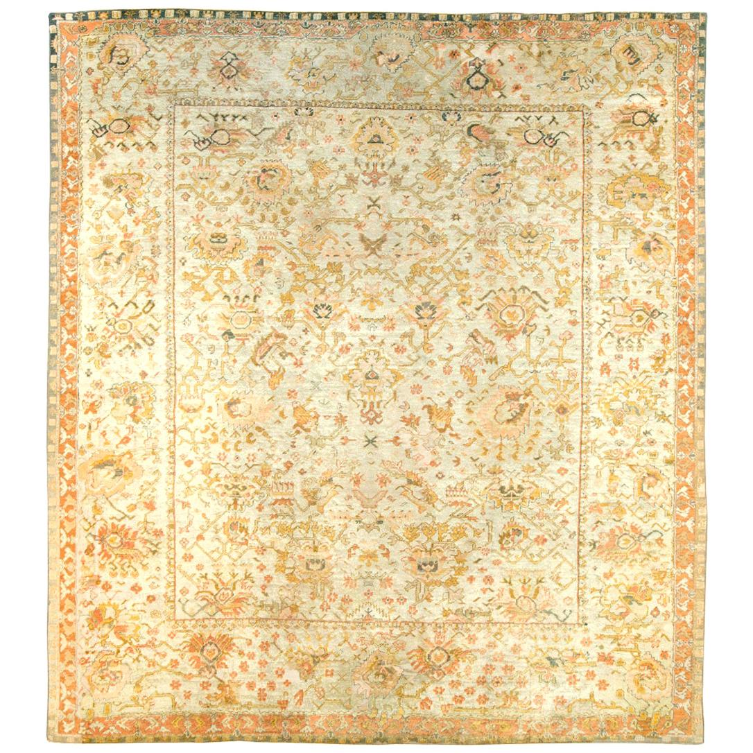 Early 20th Century Turkish Oushak Large and Square Room Size Carpet