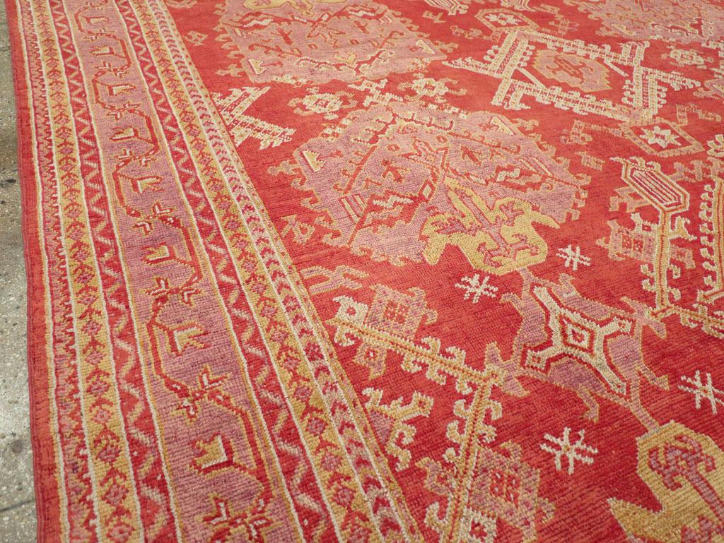Hand-Knotted Early 20th Century Turkish Oushak Large Carpet For Sale