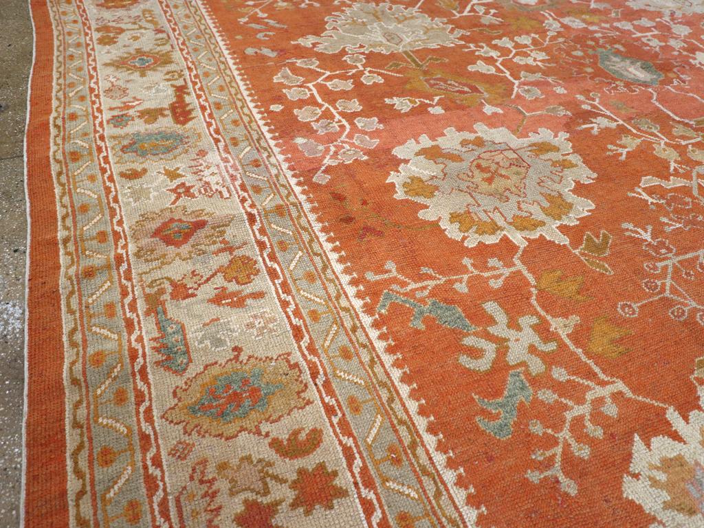 Hand-Knotted Early 20th Century Turkish Oushak Large Carpet For Sale
