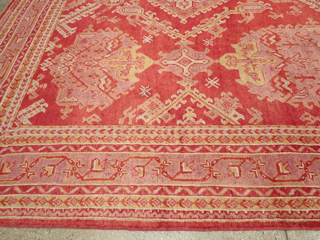Wool Early 20th Century Turkish Oushak Large Carpet For Sale