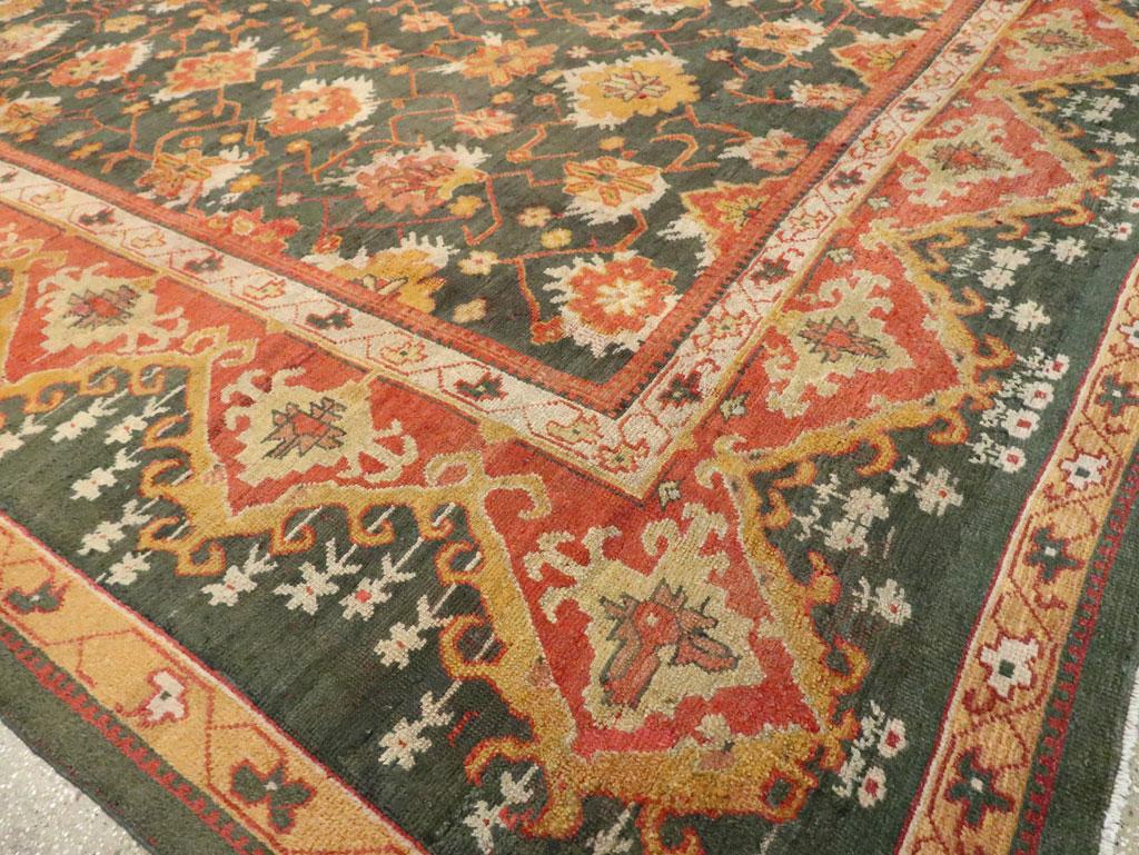 Wool Early 20th Century Turkish Oushak Large Carpet For Sale