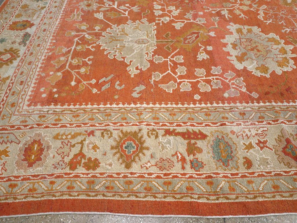 Wool Early 20th Century Turkish Oushak Large Carpet For Sale