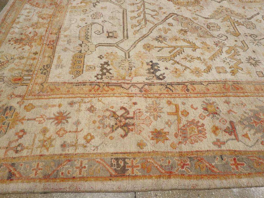 Wool Early 20th Century Turkish Oushak Large Carpet For Sale